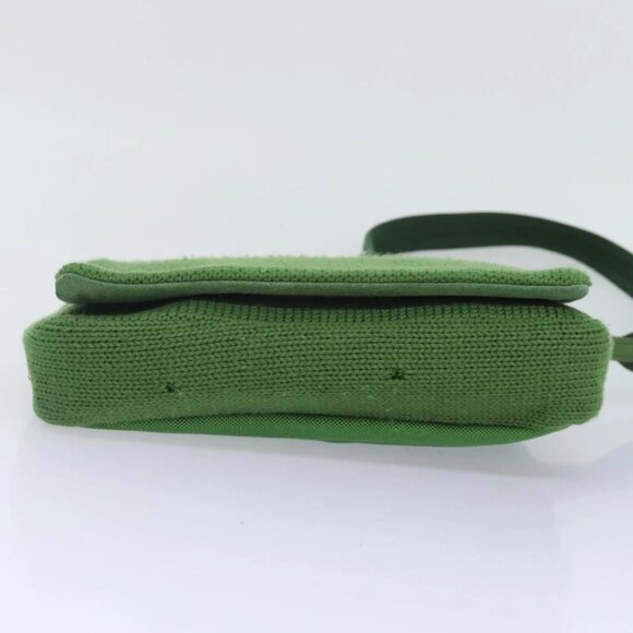PRADA Shoulder Bag Knitted Fabrics Green Silver Auth 93808 - Picture 6 of 16